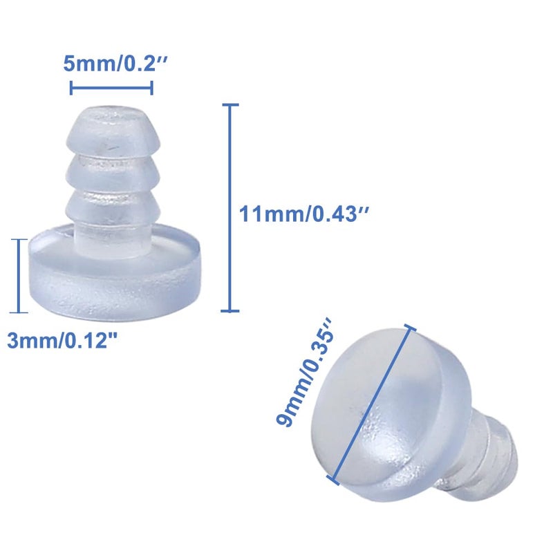 Luomorgo 50Pcs Stem Bumper Glides, Glass Top Table Bumpers with Stem for Cabinet Doors Patio Furniture, for 3/16 Inch Holes - Image 2